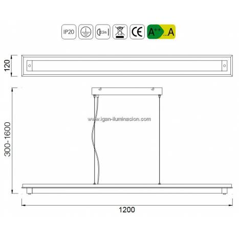 Lámpara colgante Tube LED 36w - Mantra