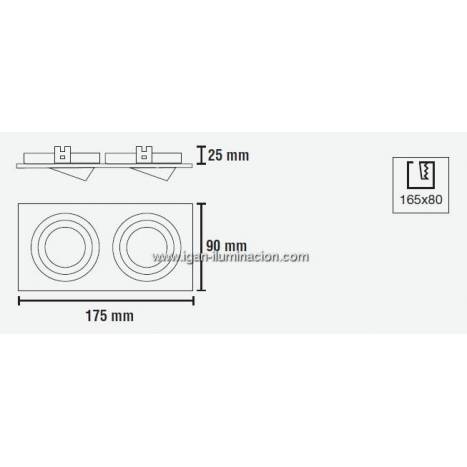 Foco empotrable Helium 2 luces aluminio - Cristalrecord