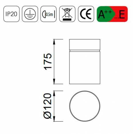 Foco de superficie 1 luz Aruba 5628 gris plata - Mantra