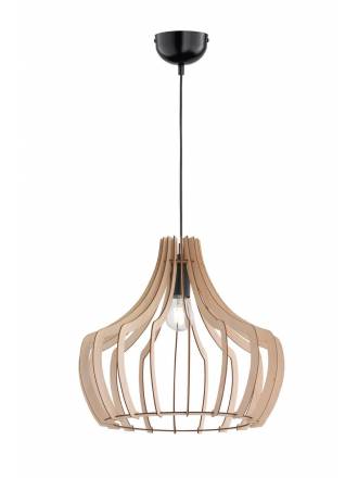 TRIO Wood pendant 1L E27 lamp 44cm