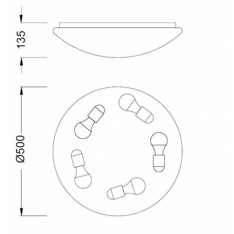 Plafón de techo Zero 50cm 5L E27 - Mantra