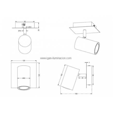 TRIO Marley wall lamp 1L GU10 white