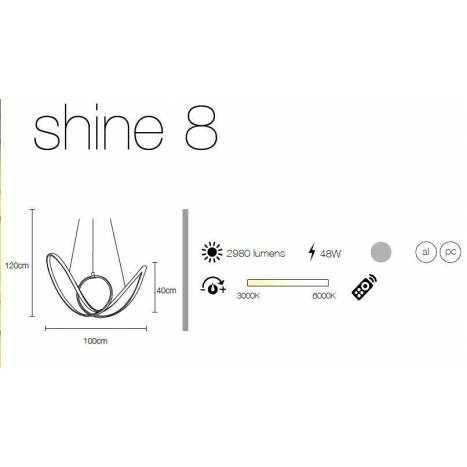 Lámpara colgante Shine 8 LED 48w + Mando - Mimax
