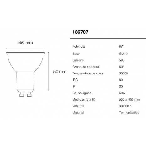 MASLIGHTING GU10 LED Bulb 6w 220v 60º