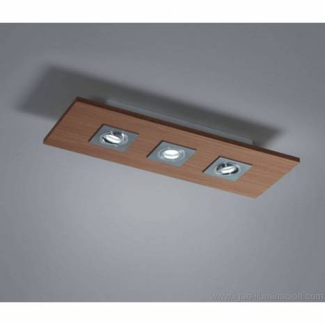 BRILLIANCE Solar ceiling lamp 3L LED GU10 wood colors