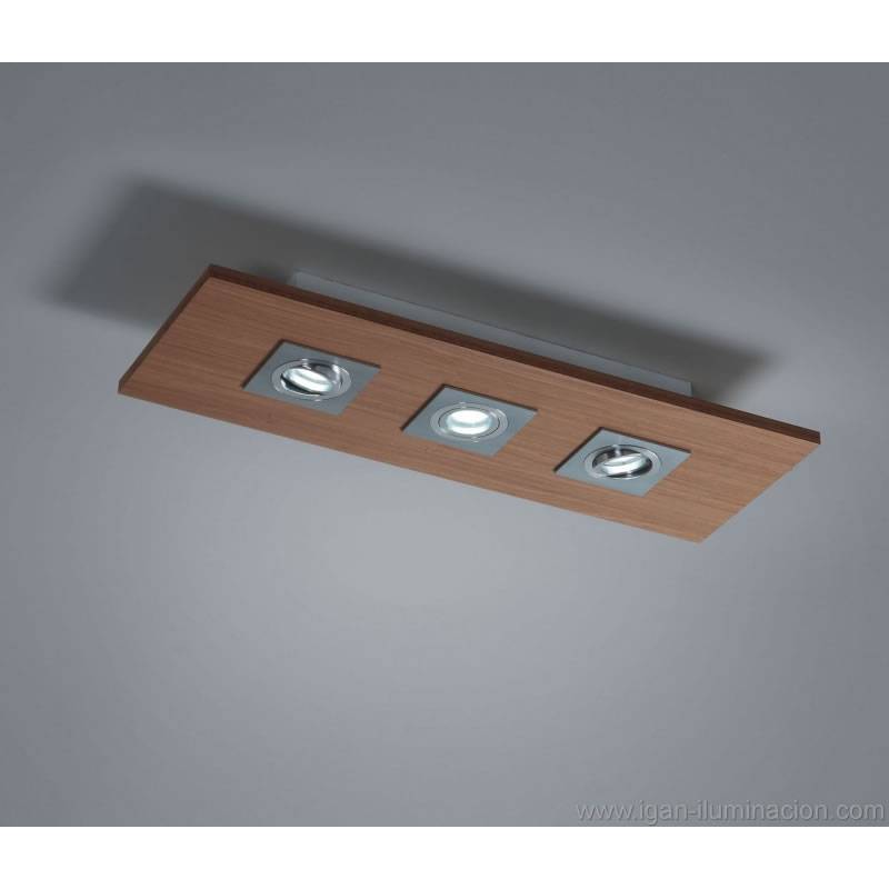 Plafon de techo Solar 3 luces LED GU10 madera - Brilliance