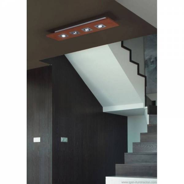 Plafón de techo Solar 4 luces LED GU10 madera - Brilliance