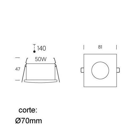 ONOK 465 IP65 square recessed light