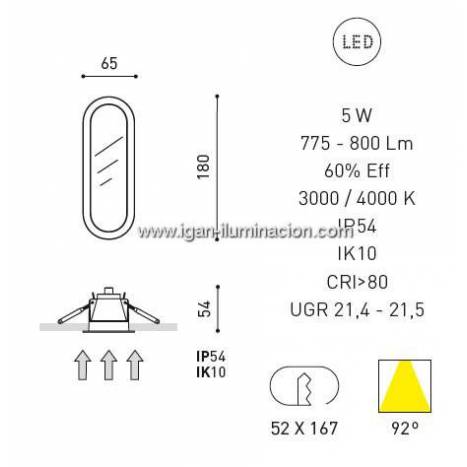 ARKOSLIGHT Olympia 5w LED IP54 downlight white