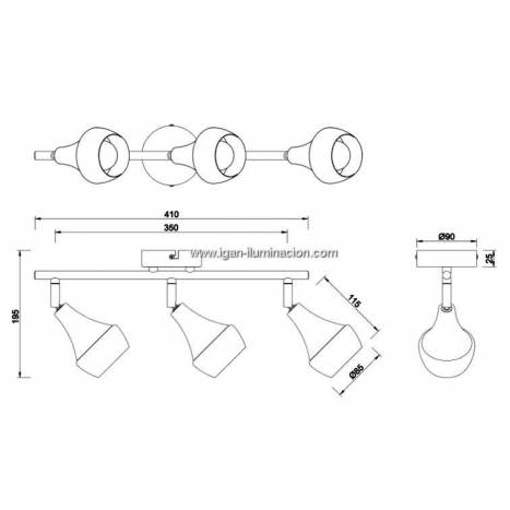 Regleta de focos Trumpet 3L E14 níquel - Trio