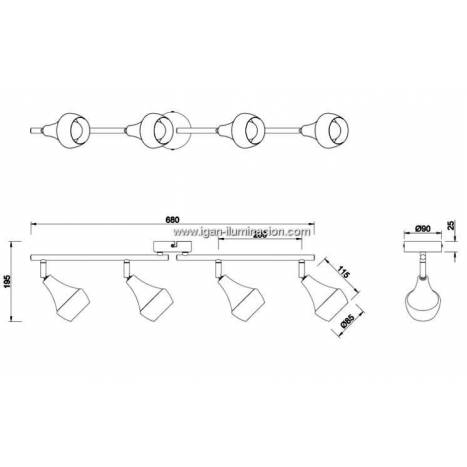 Regleta de focos Trumpet 4L E14 níquel - Trio