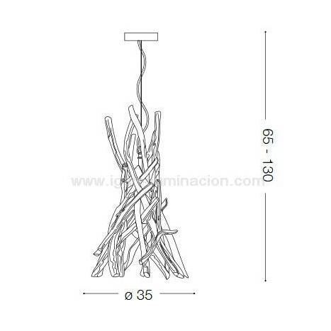 Lámpara colgante Driftwood 1L natural - Ideal Lux