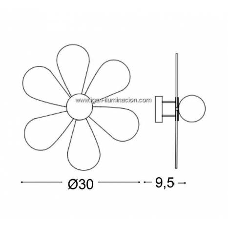 IDEAL LUX Flower 1L E27 wall lamp