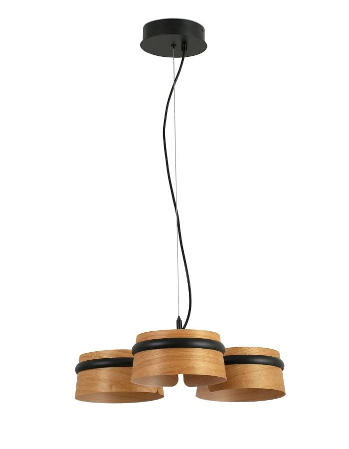 FARO Loop LED 3x6w pendant lamp wood + metal