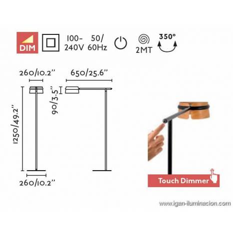 Lámpara de pie Loop LED 6w madera - Faro