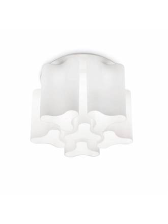 Plafón de techo Compo 6L vidrio blanco - Ideal Lux