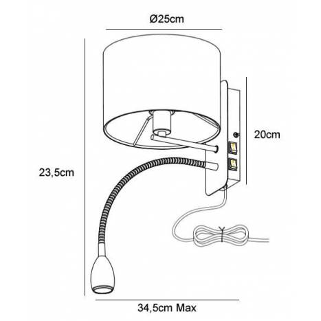 Trio Texti wall lamp 2L E27 + LED white