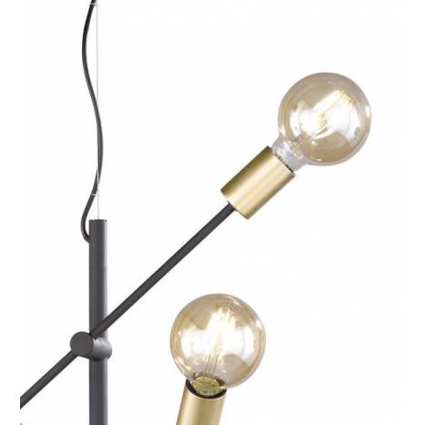 TRIO Cross 6L black + gold pendant lamp