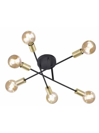 Lámpara de techo Cross 6L negro + oro - Trio