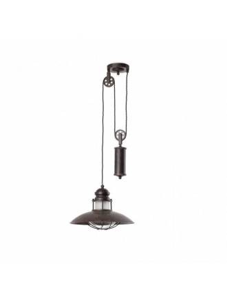 FARO Winch scale pendant lamp 1L brown steel