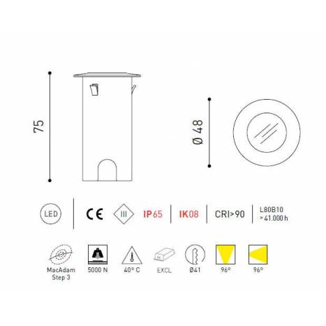 Empotrable suelo Step LED 1w IP65 acero - Arkoslight
