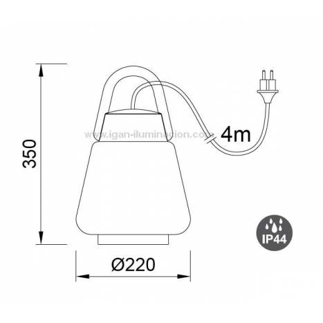 Lámpara portátil Kinke IP44 22cm antracita - Mantra