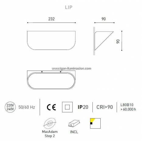 ARKOSLIGHT Lip wall lamp LED 24w