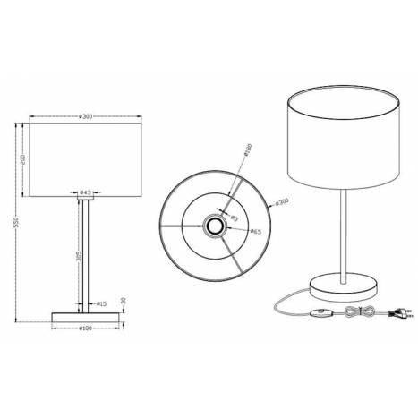 Lampara de mesa Texti 1 luz acero inox tela blanca de Trio