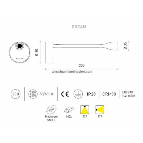 Aplique de pared Dream LED 2w - Arkoslight