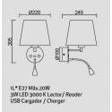 Aplique de pared Caicos E27+LED 3w blanco - Mantra