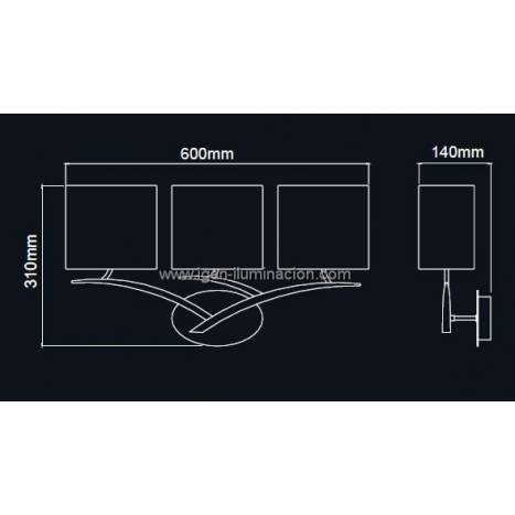 Aplique de pared Eve 3L E27 pantallas tela - Mantra