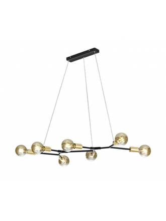 TRIO Cross 7L black + gold pendant lamp