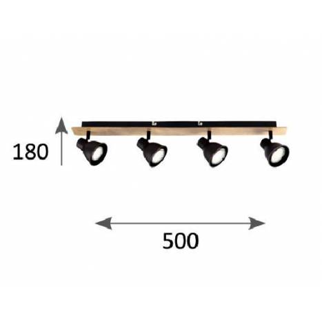 Regleta de focos Norway 4L GU10 madera - Jueric