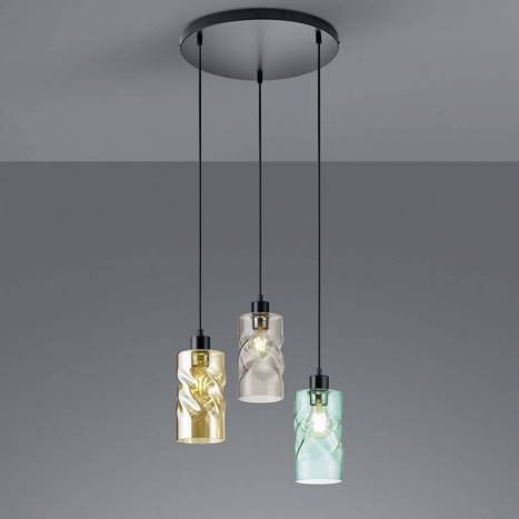 Lámpara colgante Swirl 3L E27 38cm cristal - Trio