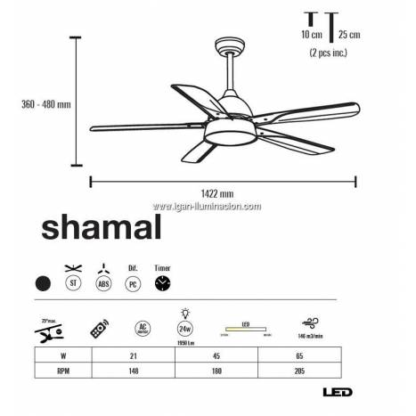 Ventilador de techo Shamal AC LED 24w - Mimax