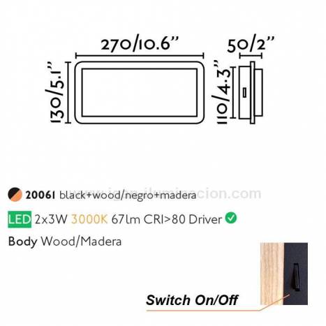 Aplique de pared Mood 6w LED madera - Faro