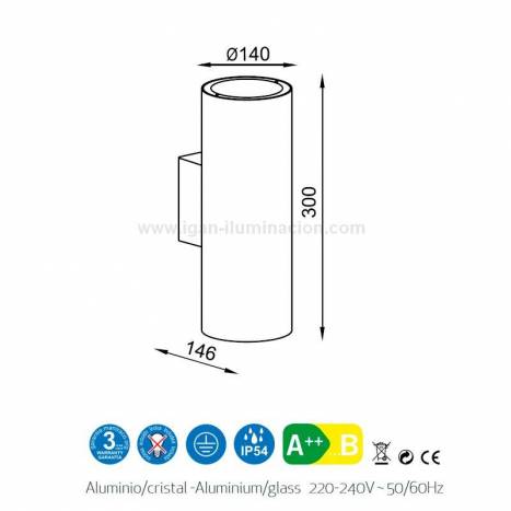 Aplique de pared Volcano 2L IP54 grafito - Mantra