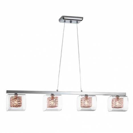 Lámpara colgante Lios 4L cristal cobre - Schuller Lámpara colgante Lios 4L cristal cobre - Schuller