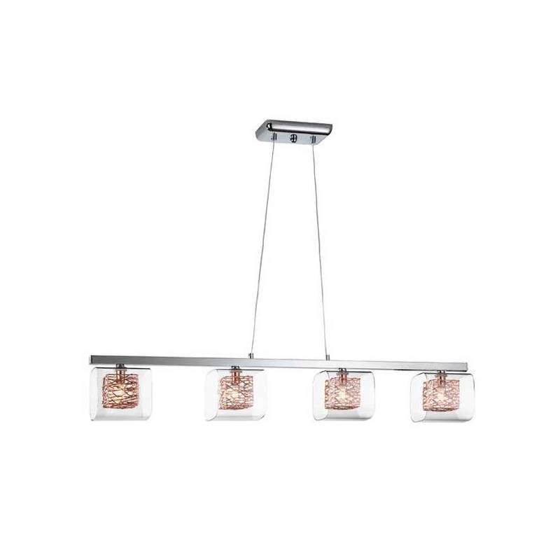 Lámpara colgante Lios 4L cristal cobre - Schuller Lámpara colgante Lios 4L cristal cobre - Schuller