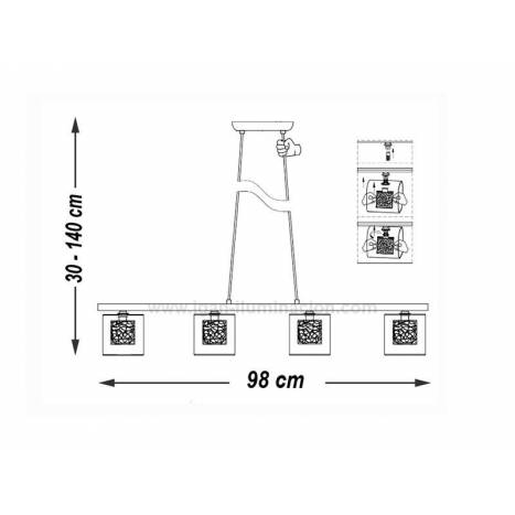 SCHULLER Lios 4L glass copper pendant lamp