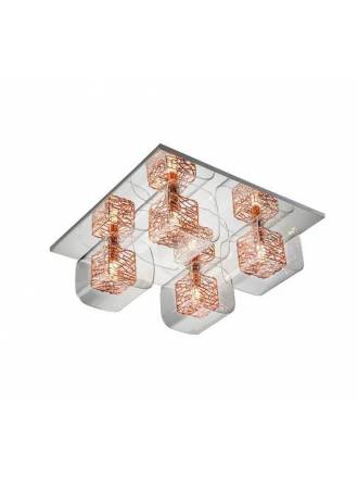 Plafón de techo Lios 4L cristal cobre - Schuller