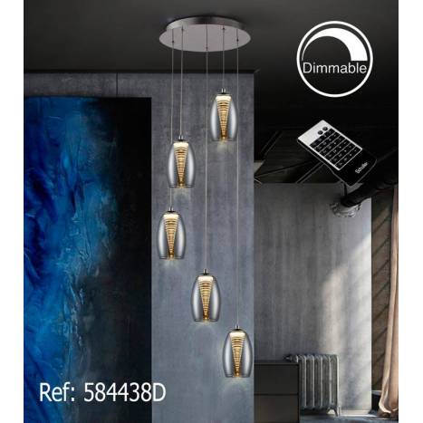 SCHULLER Nebula 5L LED pendant lamp