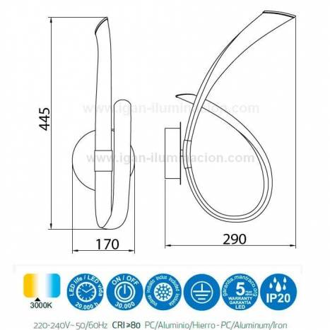 Aplique de pared Armonía 6726 18w - Mantra