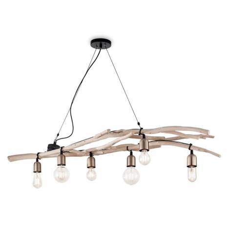 IDEAL LUX Driftwood 6L wood pendant lamp