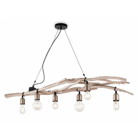 Lámpara colgante Driftwood 6L madera - Ideal Lux