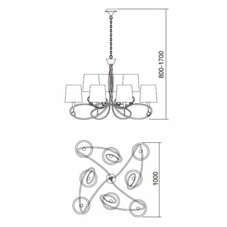 MANTRA Mara pendant lamp 8L chrome white