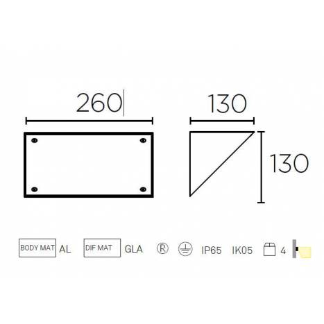 Aplique de pared Curie LED 14w IP65 - Leds C4