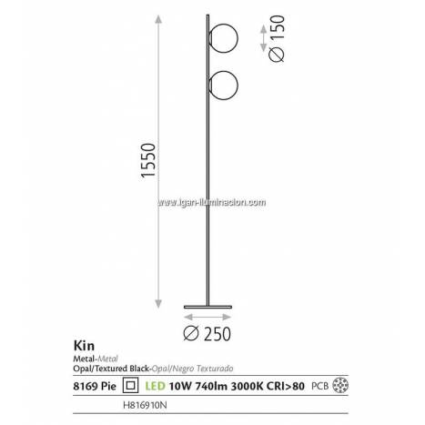 ACB Kin 10w LED floor lamp black