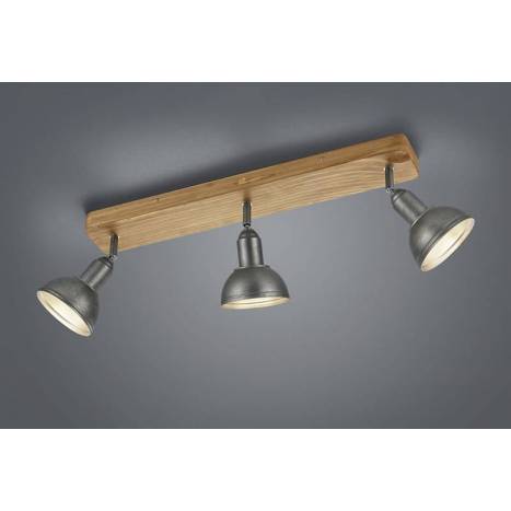 Regleta de focos Delhi 3L E27 madera - Trio