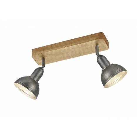 Regleta de focos Delhi 2L E27 madera - Trio